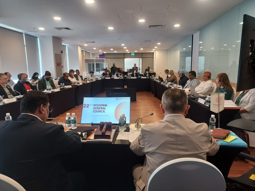 The ITUC-Asia Pacific Regional General Council Meeting in Singapore  in Oct 2022