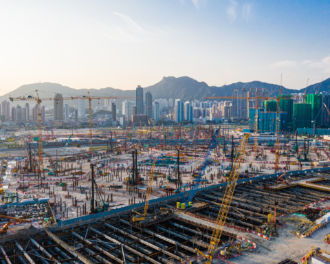 A construction site near Kai Tak, Hong Kong.